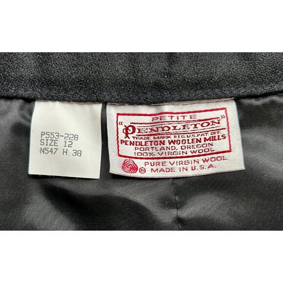 Vintage 1980s Pendleton Wool Skirt Black Midi Skirt Size 12 Petite Made in USA - Picture 3 of 8
